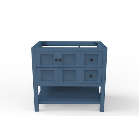 Alicia 36 Blue Vanity Base With Black Handles